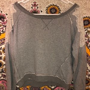 Free People Lace Crewneck